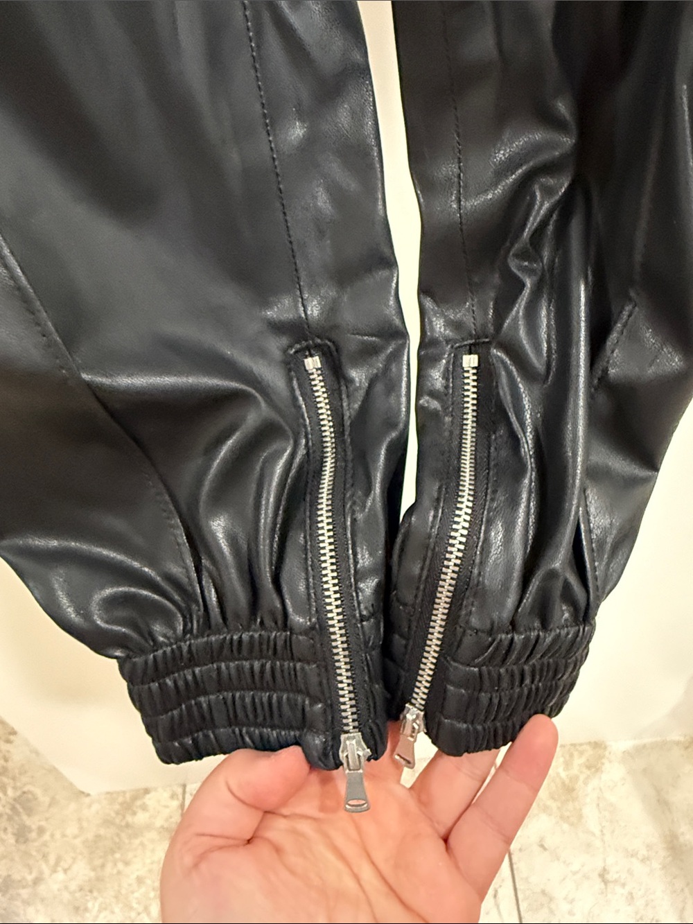 Blank NYC Black Faux-Leather Track Joggers - Picture 5 of 11